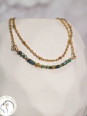 Green aventurine stainless steel bracelet